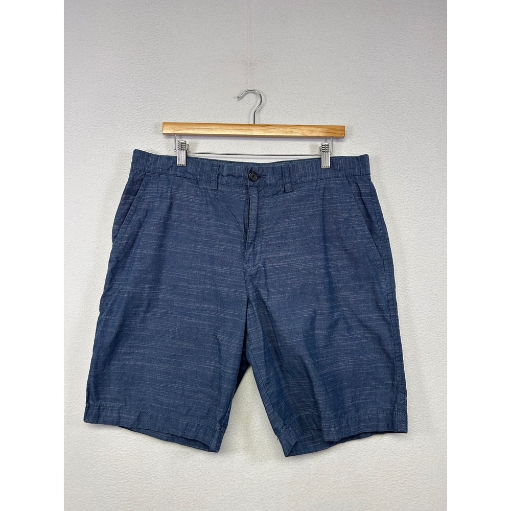 Preppy Summer Tommy Hilfiger Mens 36 Blue Slub Texture Flat Front Chino Shorts